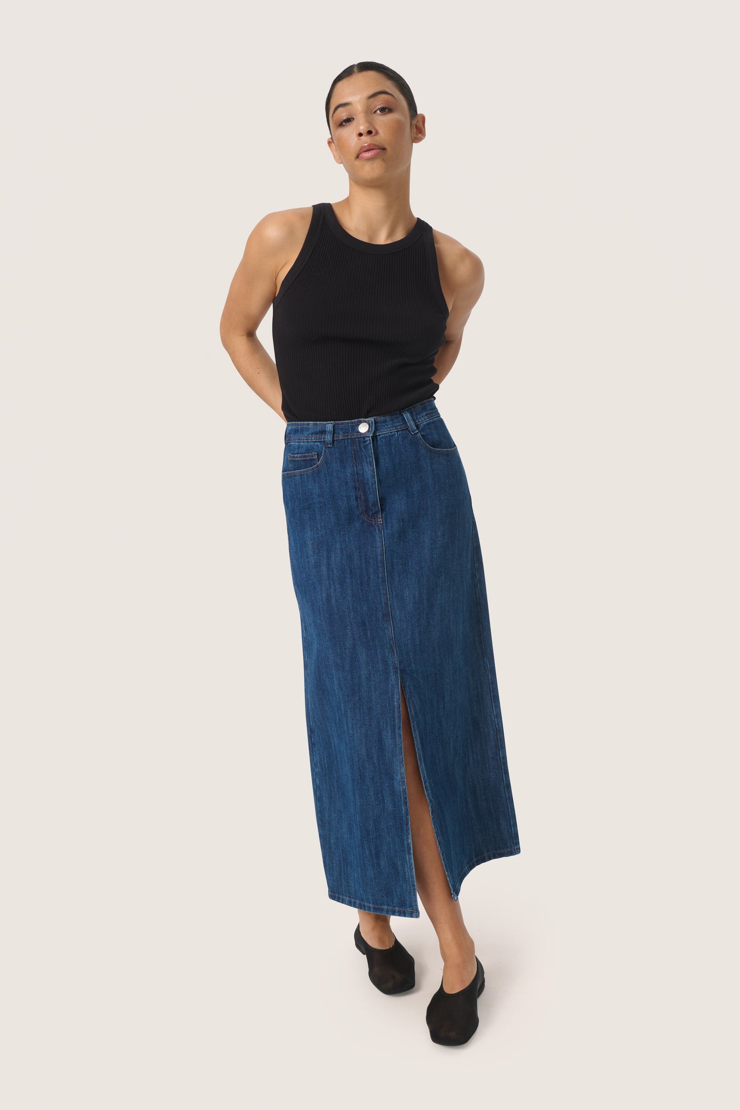 Soaked In Luxury Zianna Denim Skirt - Mid Blue - xs