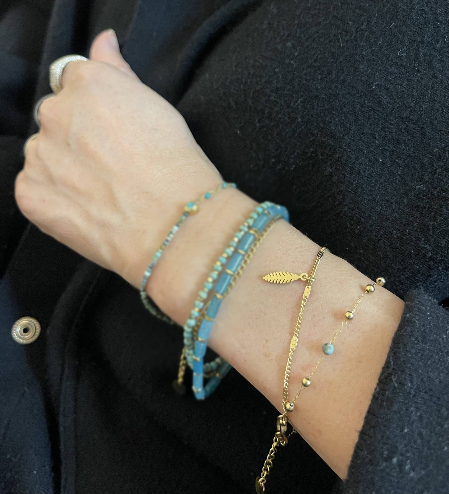 Bijoux Double Chain Bead Bracelet