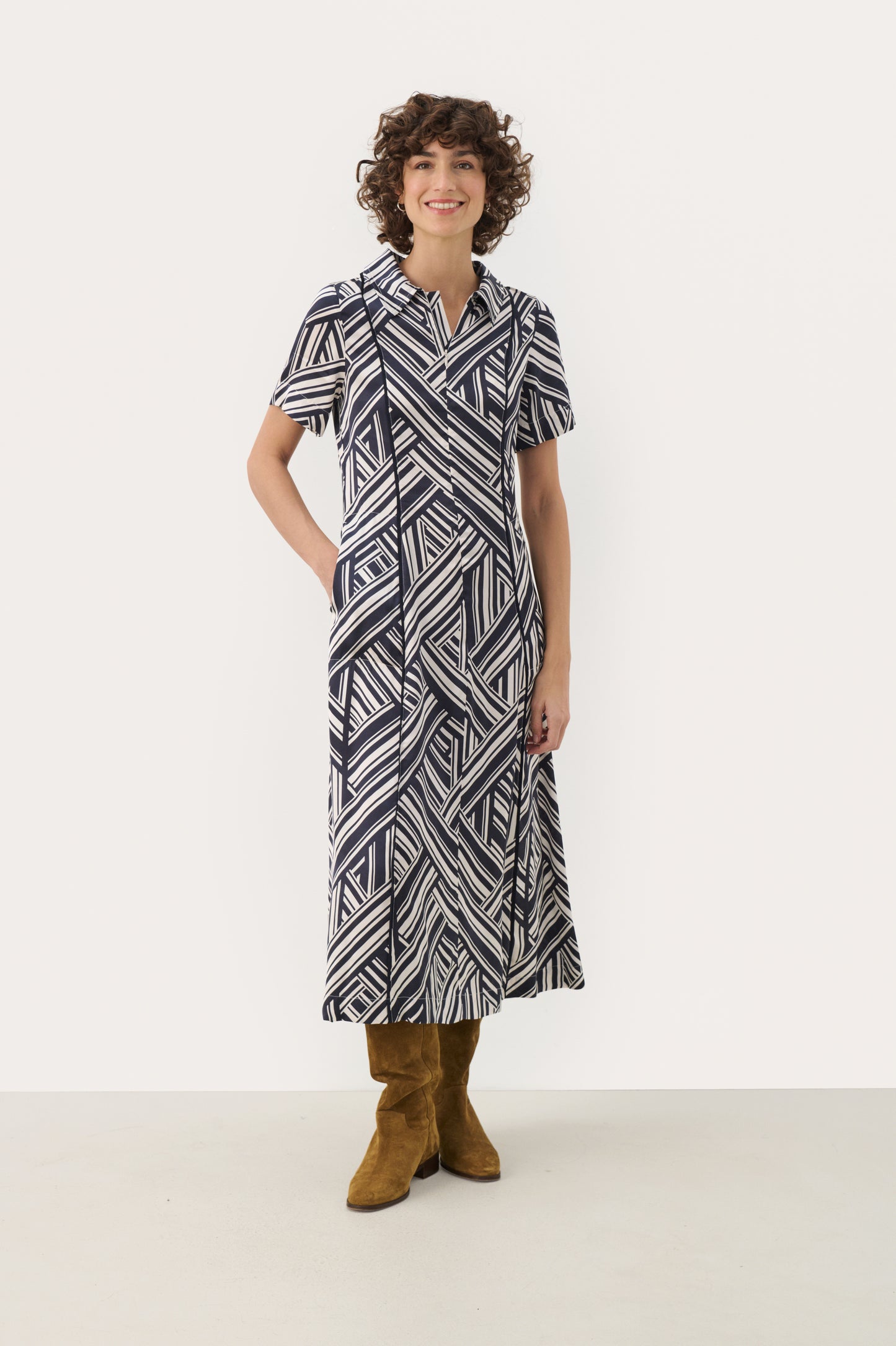 Part Two Nuka Dress - After Midnight Graphic Stripe - 34-uk-8