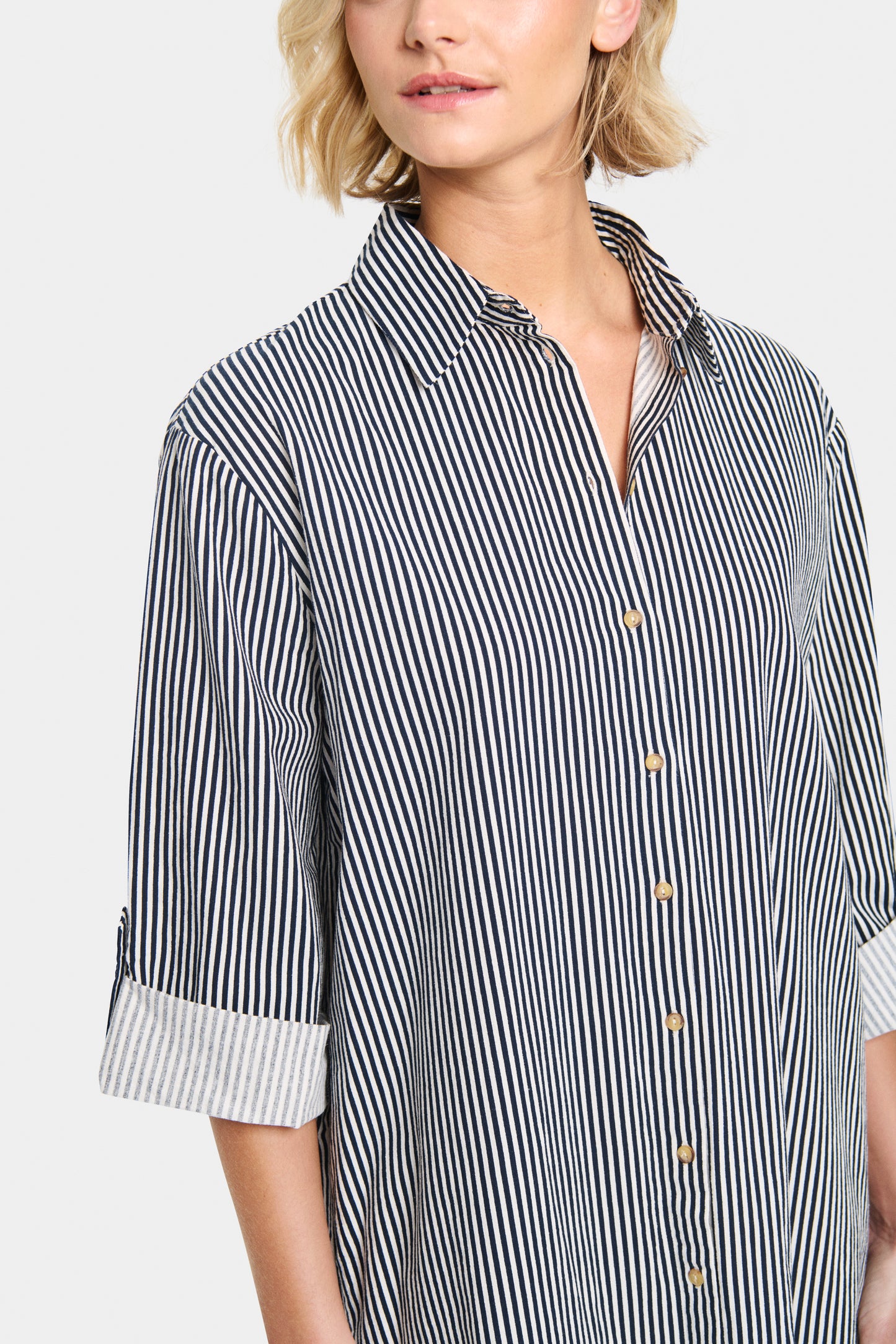 Saint Tropez Zalinda Stripe Shirt Dress - Ice Nightsky
