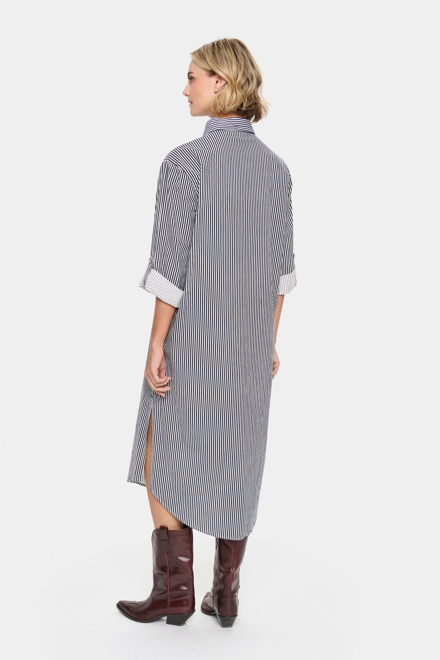 Saint Tropez Zalinda Stripe Shirt Dress - Ice Nightsky