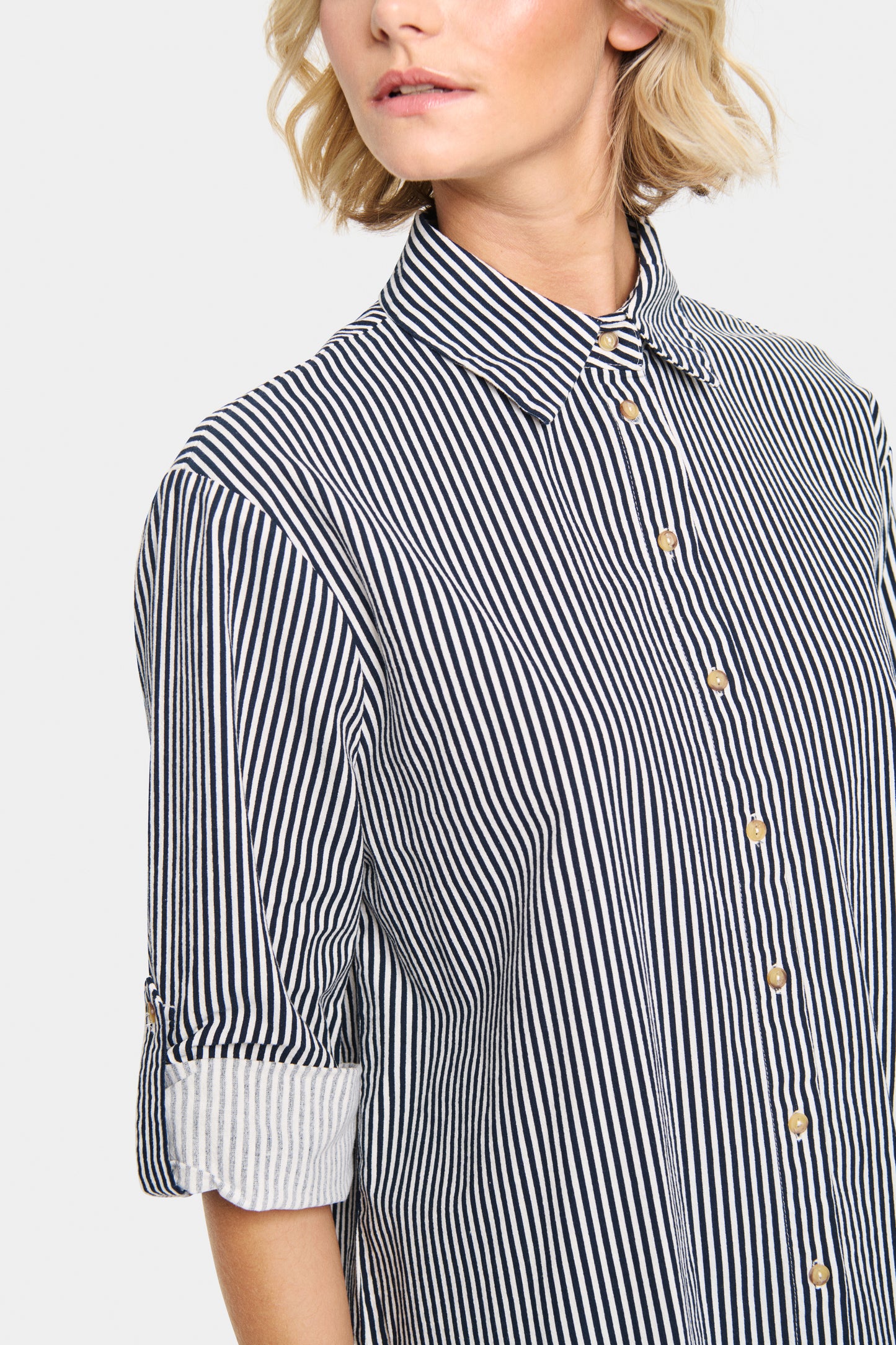 Saint Tropez Zalinda Stripe Shirt - Ice Nightsky