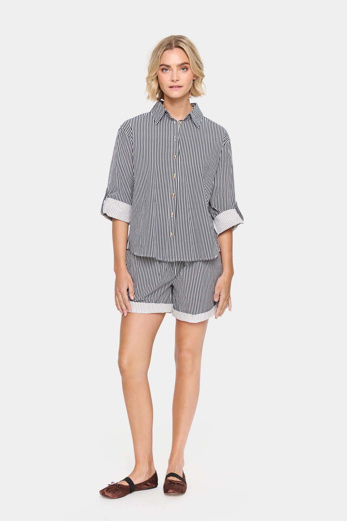Saint Tropez Zalinda Stripe Shirt - Ice Nightsky