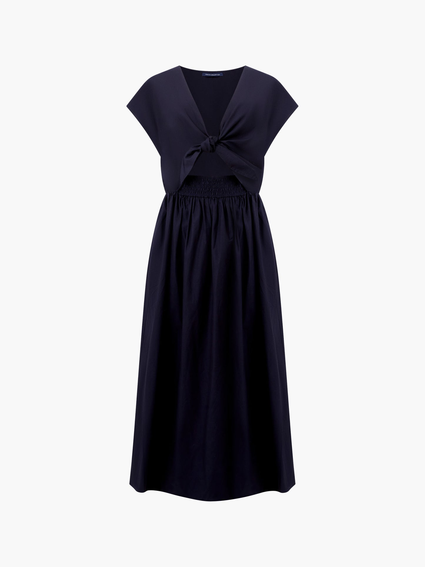 French Connection Barletta Poplin Tie Midi Dress - Navy