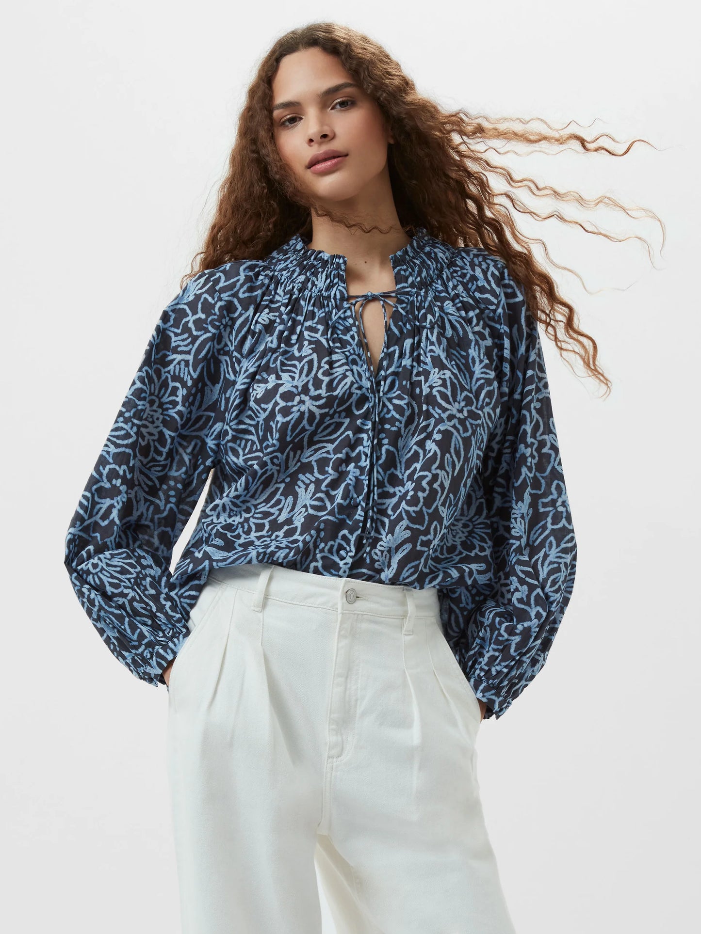 French Connection Anna Austin Cotton Top - Navy - xs