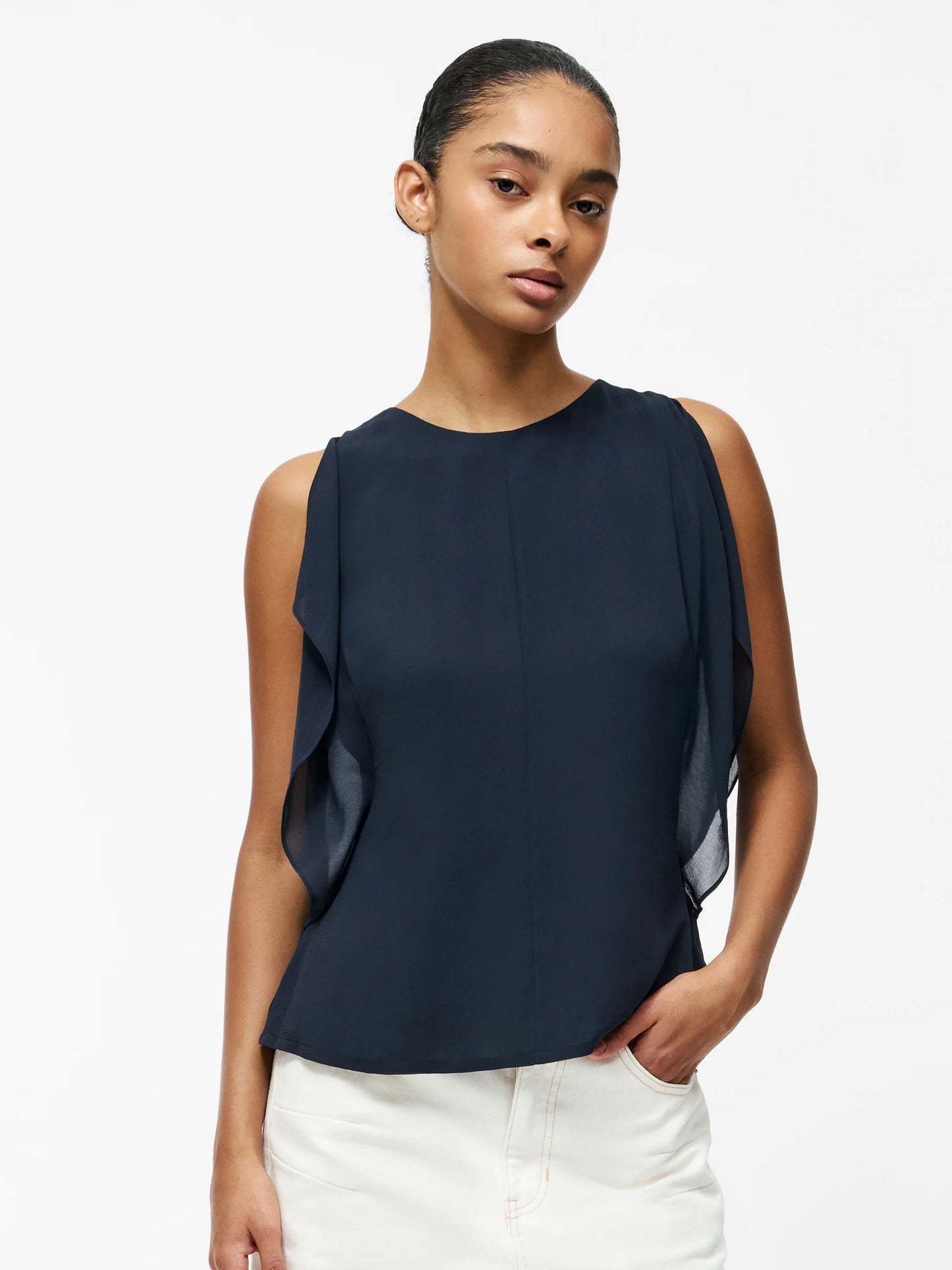 French Connection Eden Georgette Flutter Sleeve Top - 8
