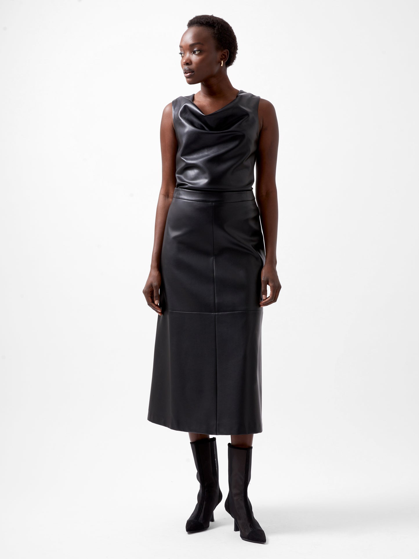 French Connection Crolenda PU Midi Skirt
