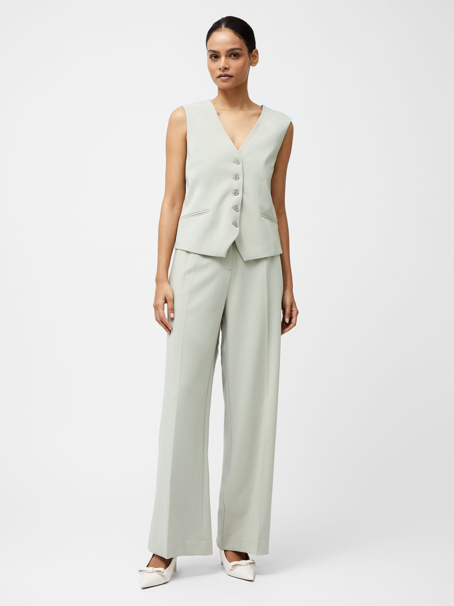 French Connection Angie Suiting Waistcoat - Pistachio Green