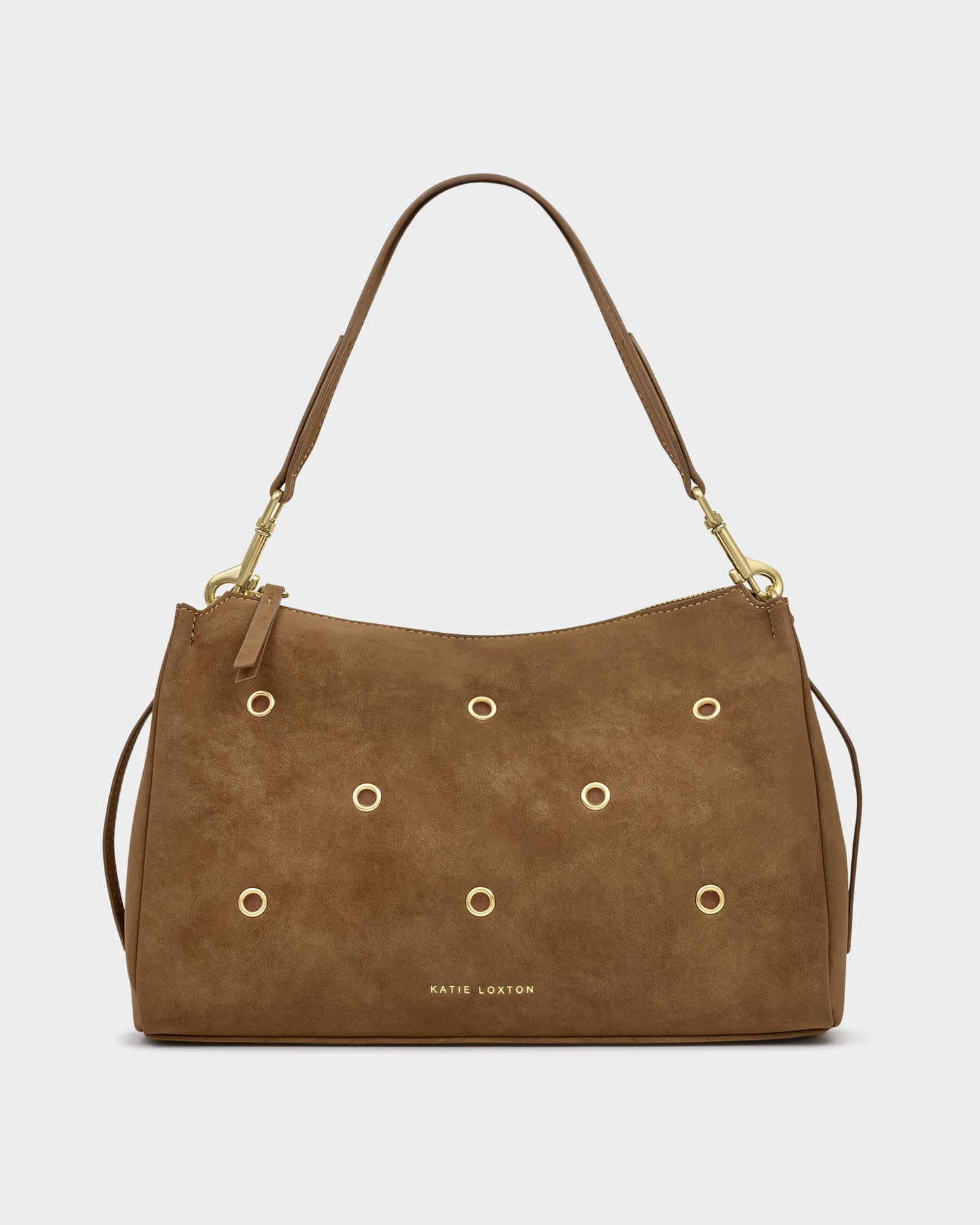 Alize Shoulder Bag in suede with gold eyelets