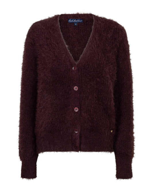 Red Button Fuzzy Cardigan available in Burgundy and Cream