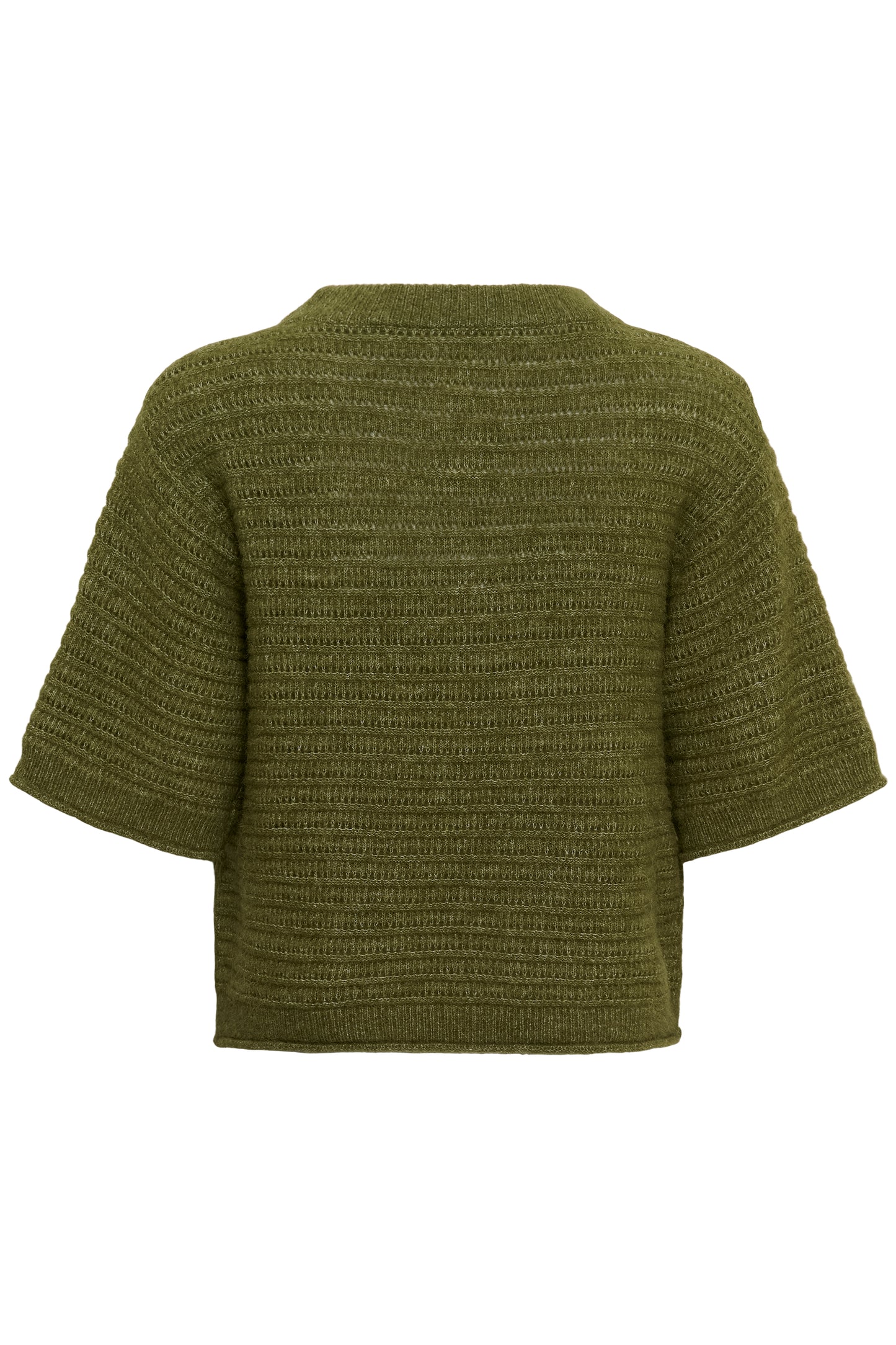 Part Two Cerys Pullover in Green Melange textured knit jumper with short sleeves