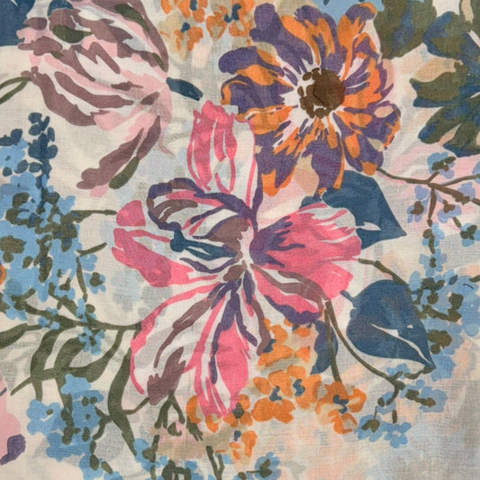 Ladies floral scarf with soft all-over botanical pattern