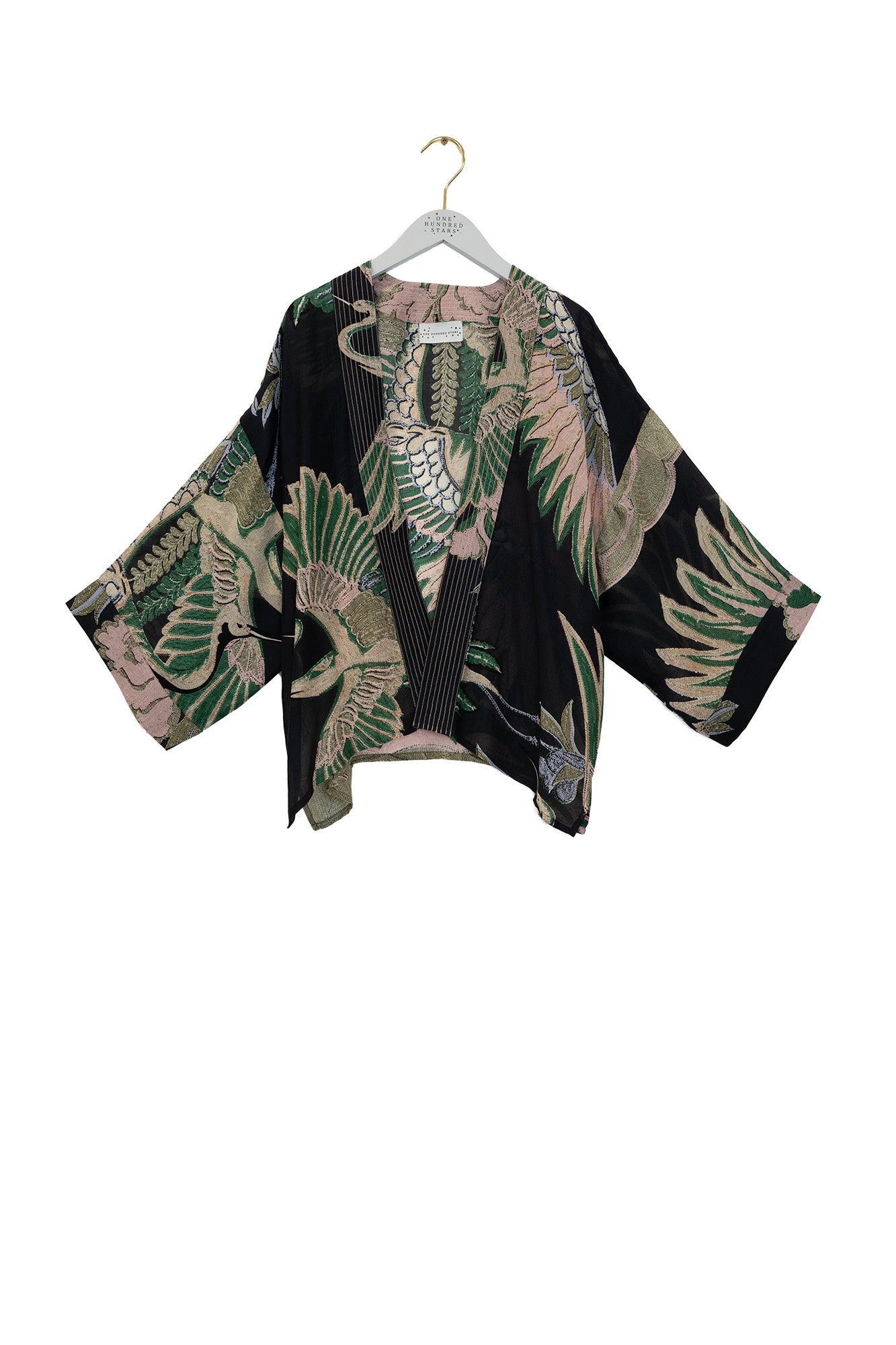 One Hundred Stars Crane Emerald Kimono
