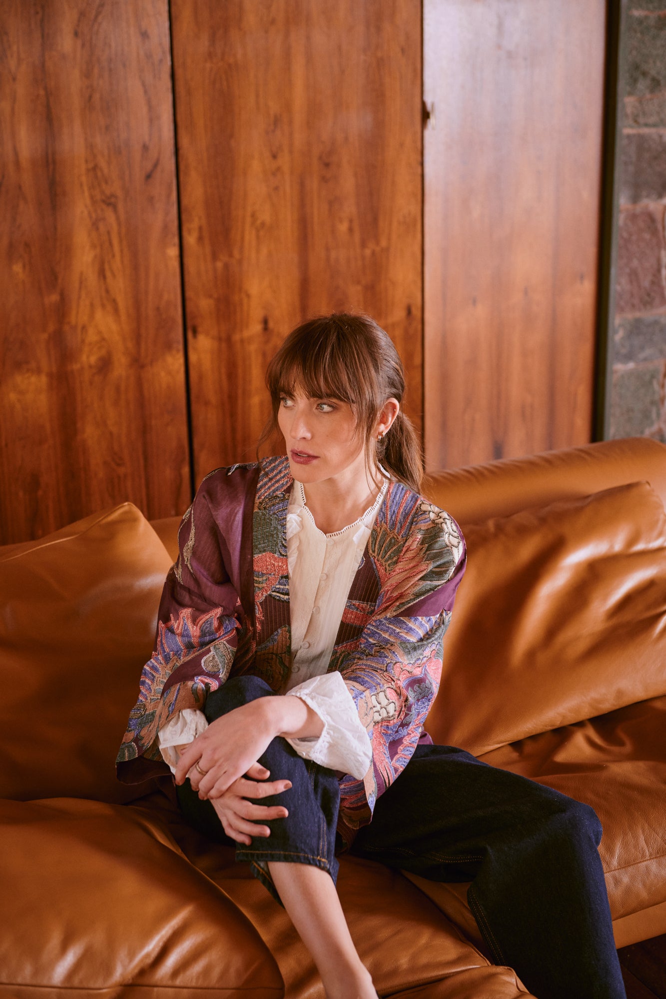 One Hundred Stars Crane Plum Kimono
