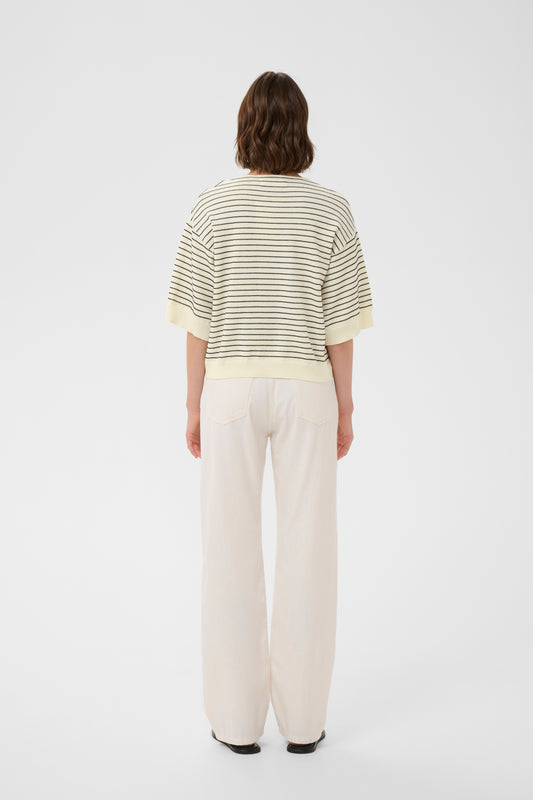 Dana Striped White/black short sleeved pullover