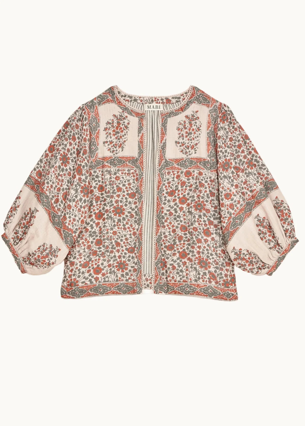 Della print floral jacket on white background