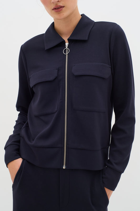 Inwear Becal Cardigan Sweat Jacket in Marine BLue