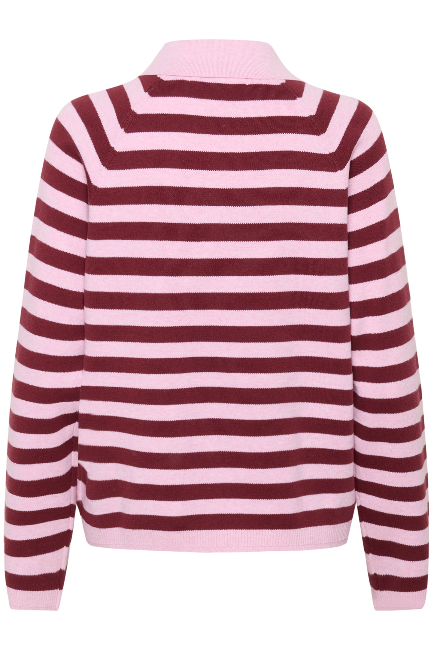 Inwear Madie Polo Knit with light and bright pink stripes