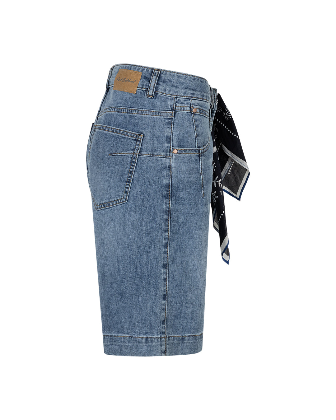 Red Button Kate Bermuda Denim Shorts with scarf womens summer denim