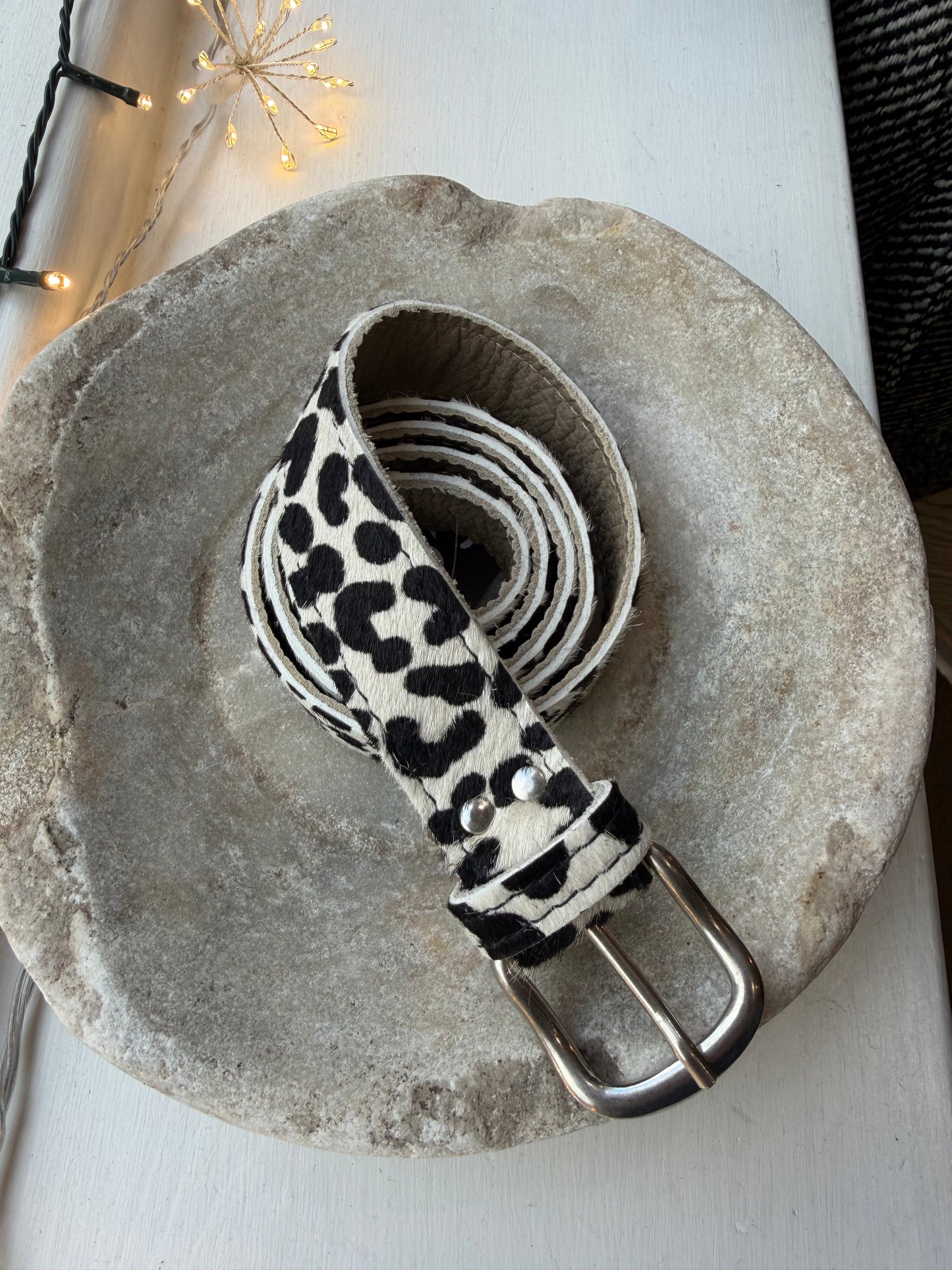 Light Leopard Print Leather Belt