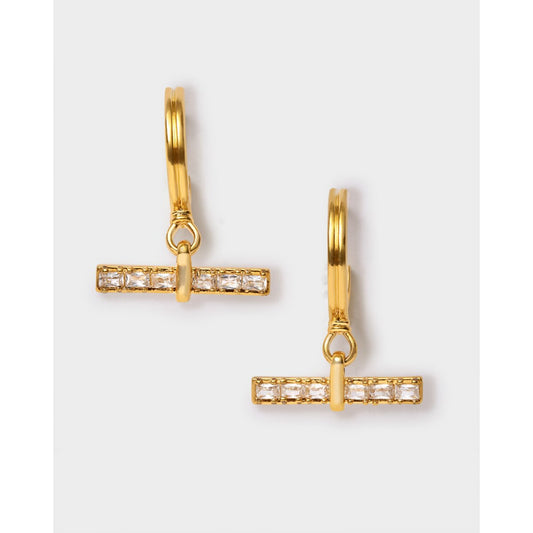 Katie Loxton Lustre Waterproof Gold T-Bar Hoop Earrings