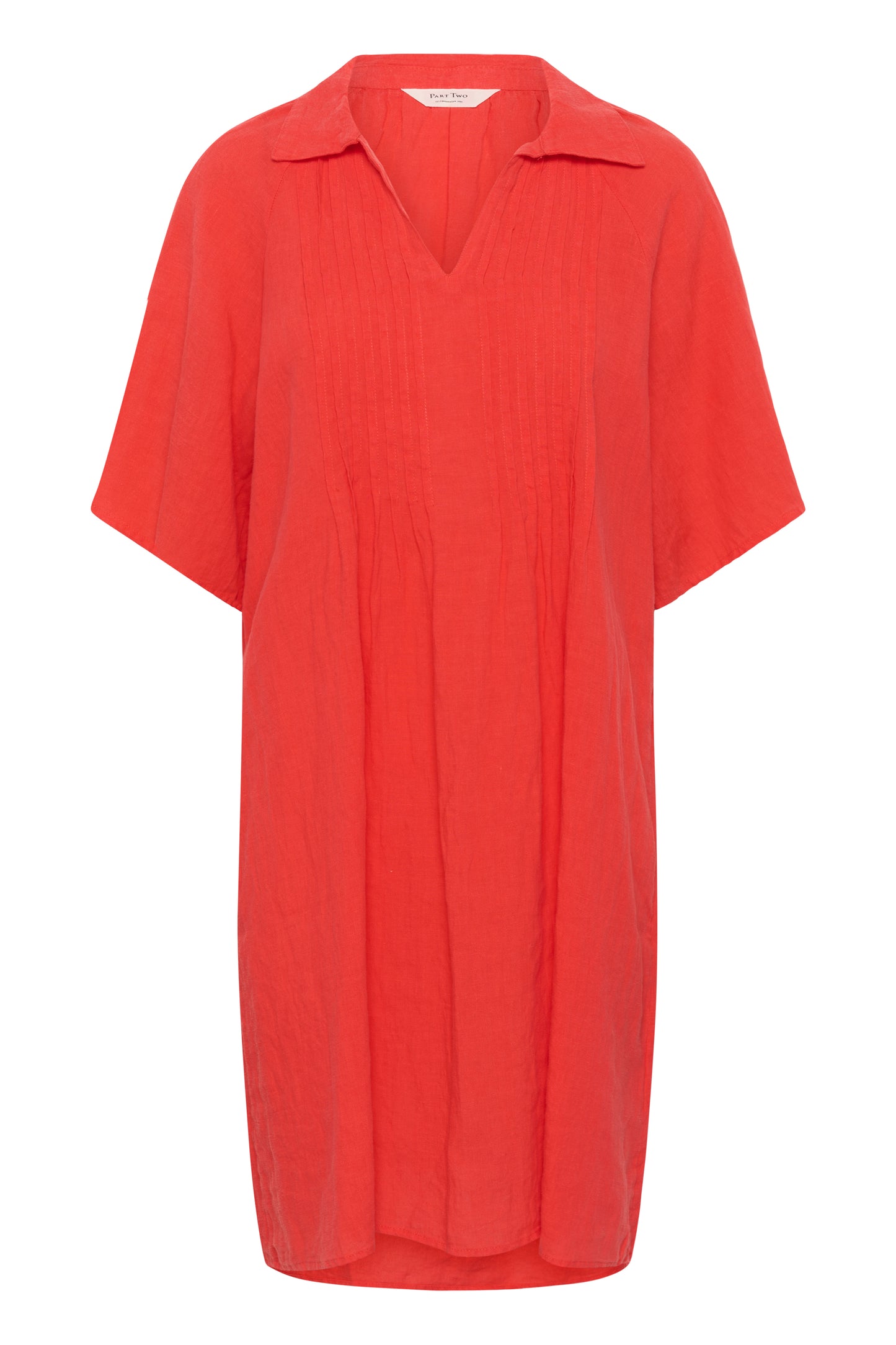 Part Two Ayla Linen Dress in Poppy Red on a white background