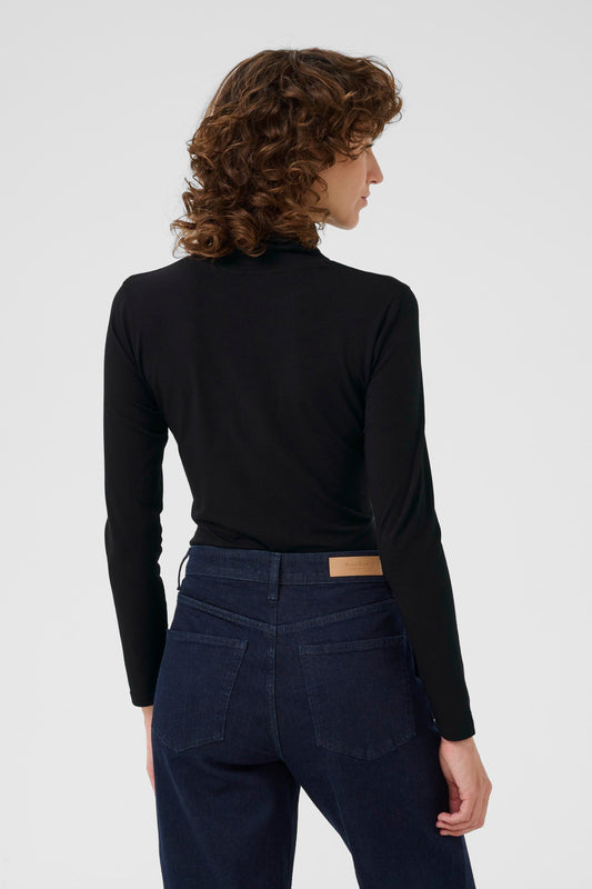 Part Two Efinas Polo Neck Top in Black view from the back