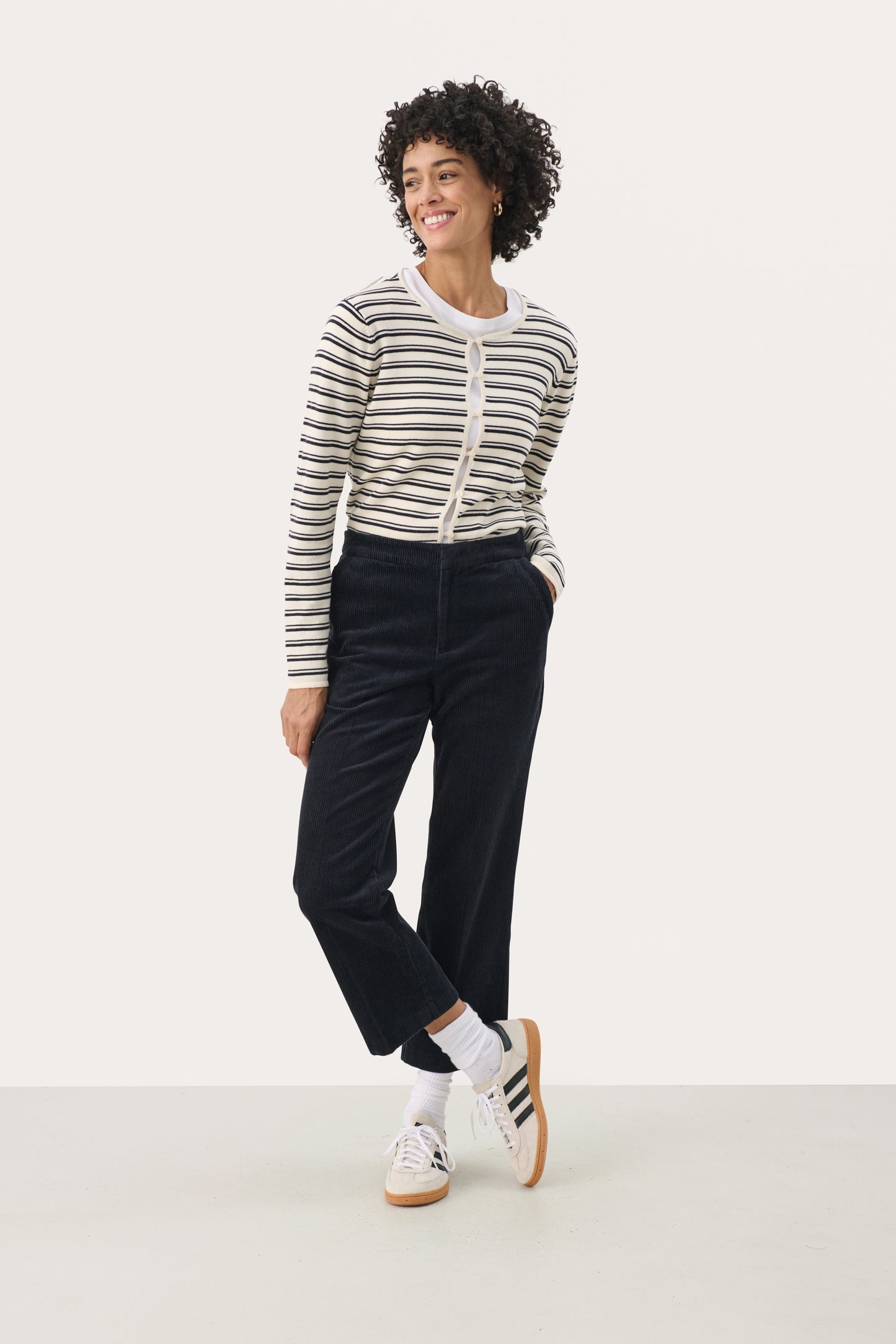 Part Two Mishas Corduroy Trouser - Dark Navy on model