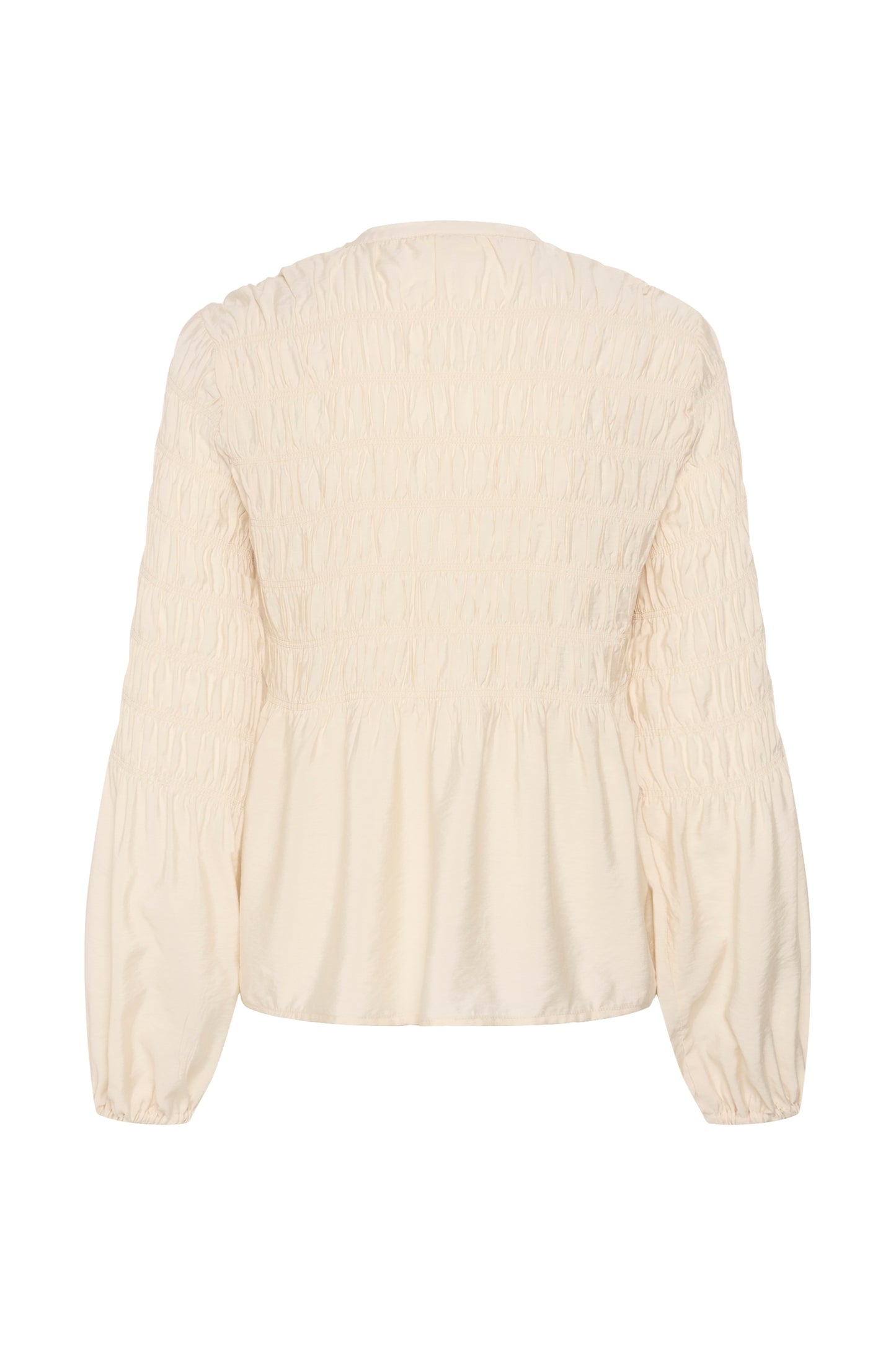 Cream-colored Part Two Siffe textured blouse on a white background