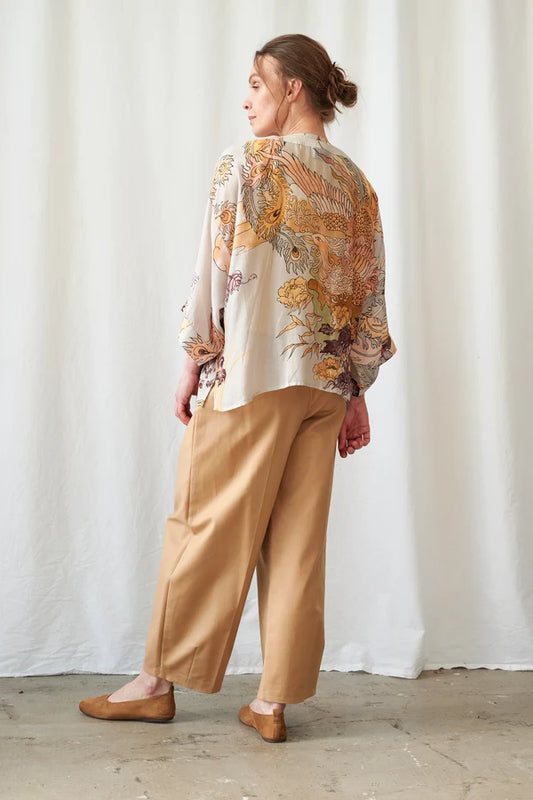 One Hundred Stars Phoenix Grey printed kimono