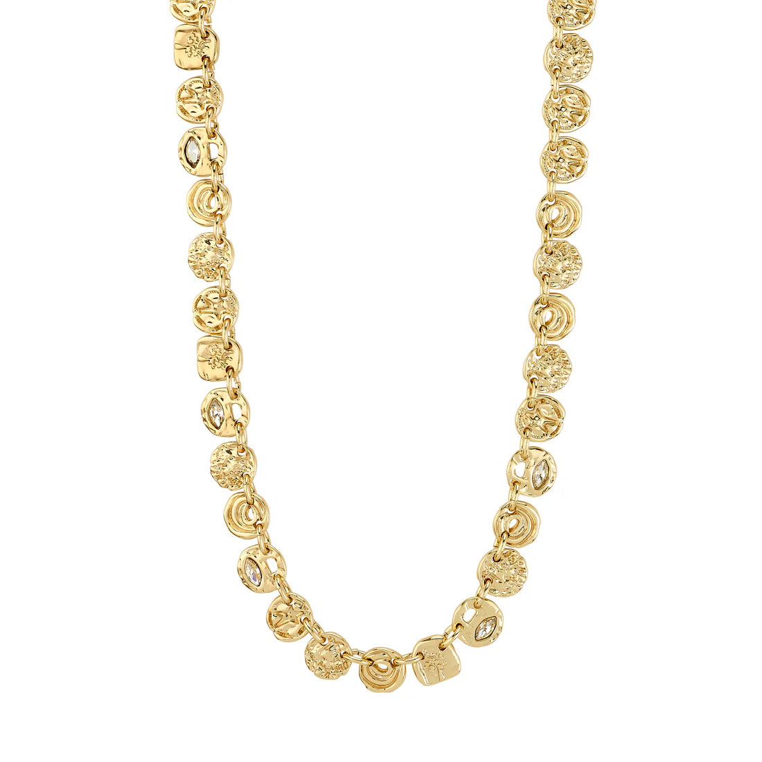 Pilgrim Fire Coin Necklace Gold Plated on white background