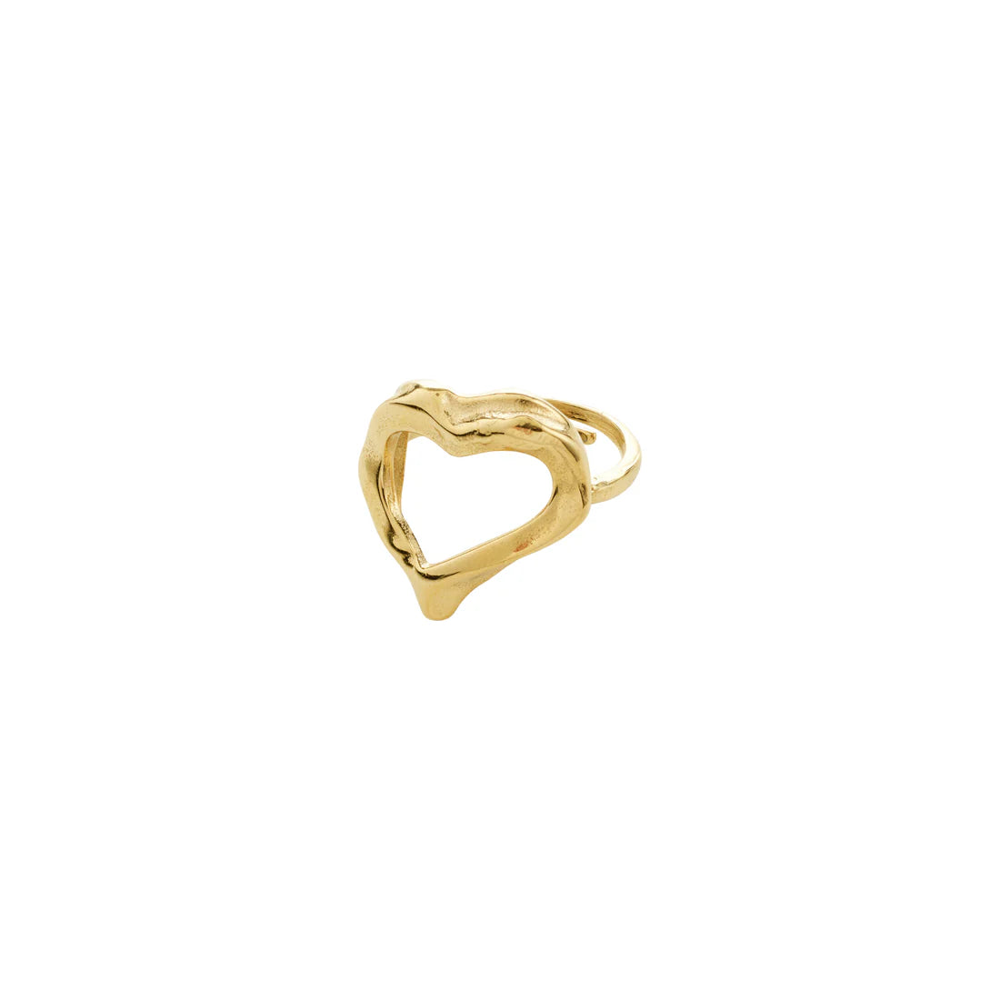 Pilgrim Iris Gold Plated Heart Ring on white background