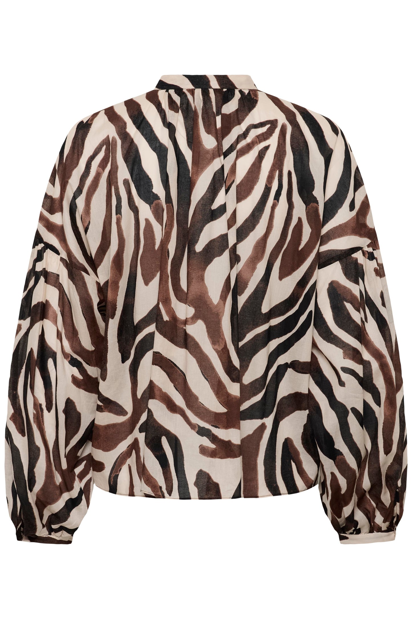 InWear Rosalie Blouse Haze Zebra neutral print with brown and black abstract stripes