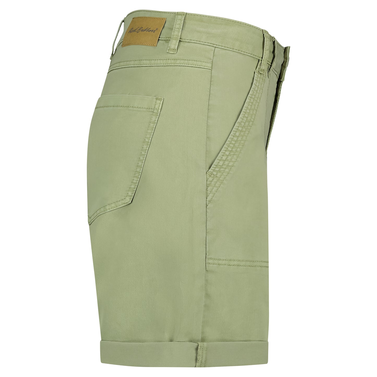 Red Button Joy Bermuda Shorts - Summer Sage, stylish utility shorts perfect for summer outings and casual wear.