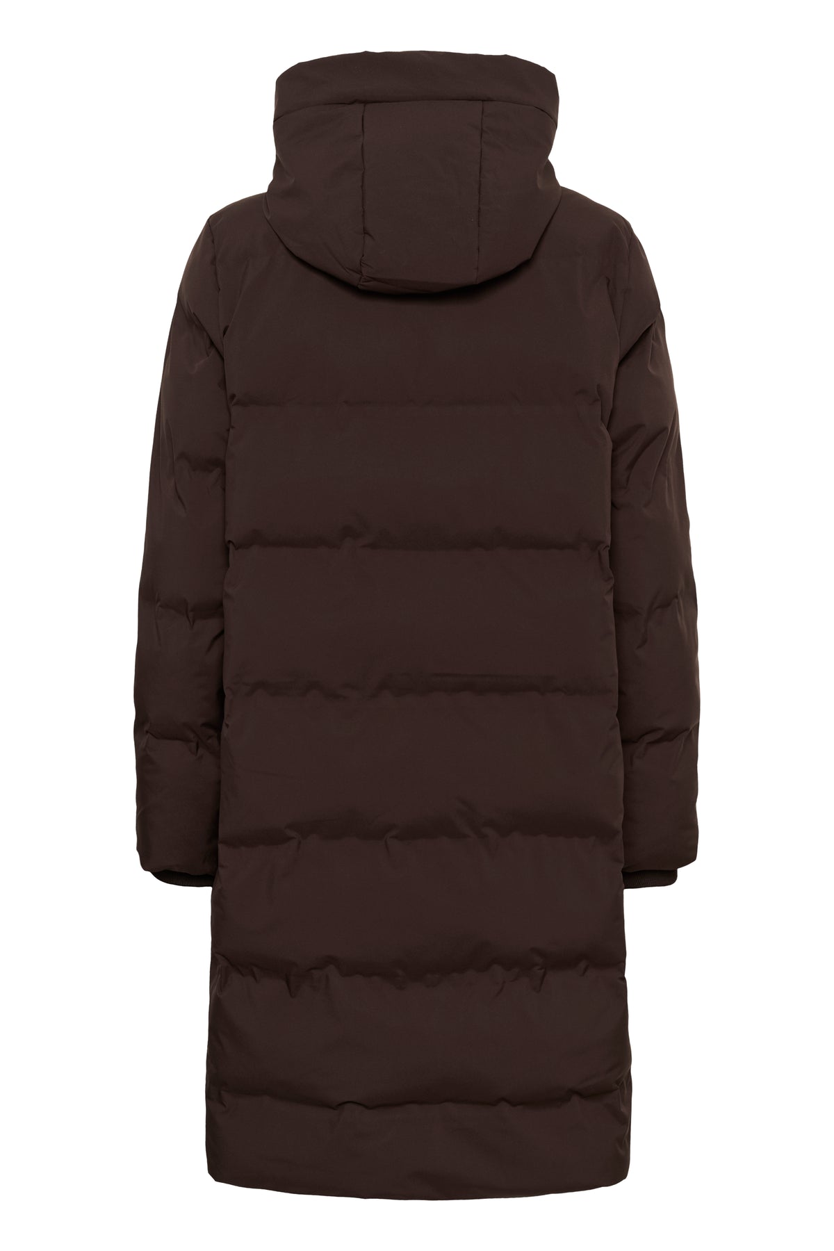 Saint Tropez Midi puffa coat in brown with hood