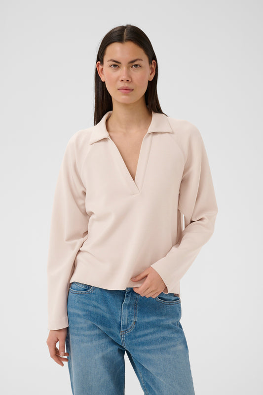 Haze colour InWear Polo Blouse with long sleeves and v neck