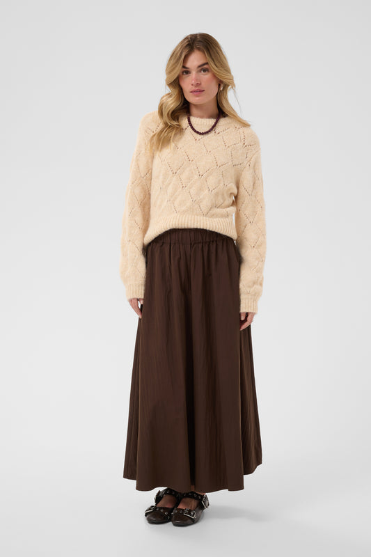 Saint Tropez Tabbatha Pullover in Rutabaga Melange with soft pointelle knit and relaxed fit