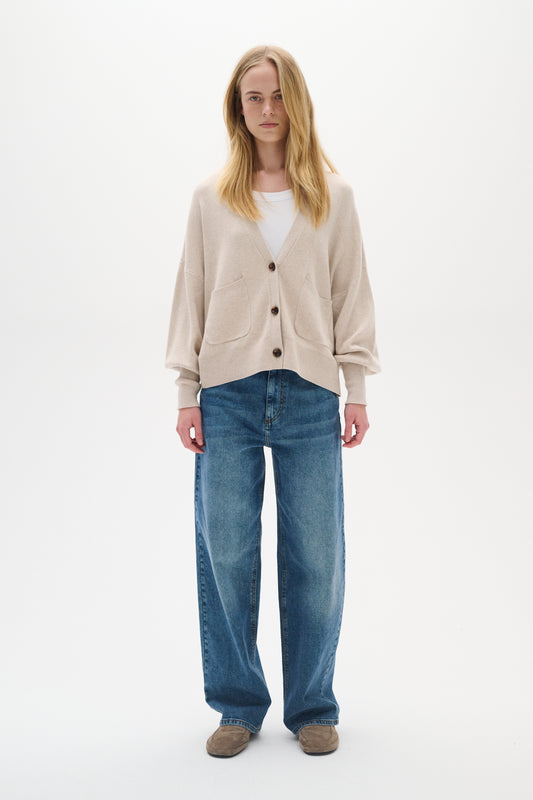 InWear Tenley Ino Shape Cardigan in Simply Taupe, softly structured knit with a flattering shaped fit