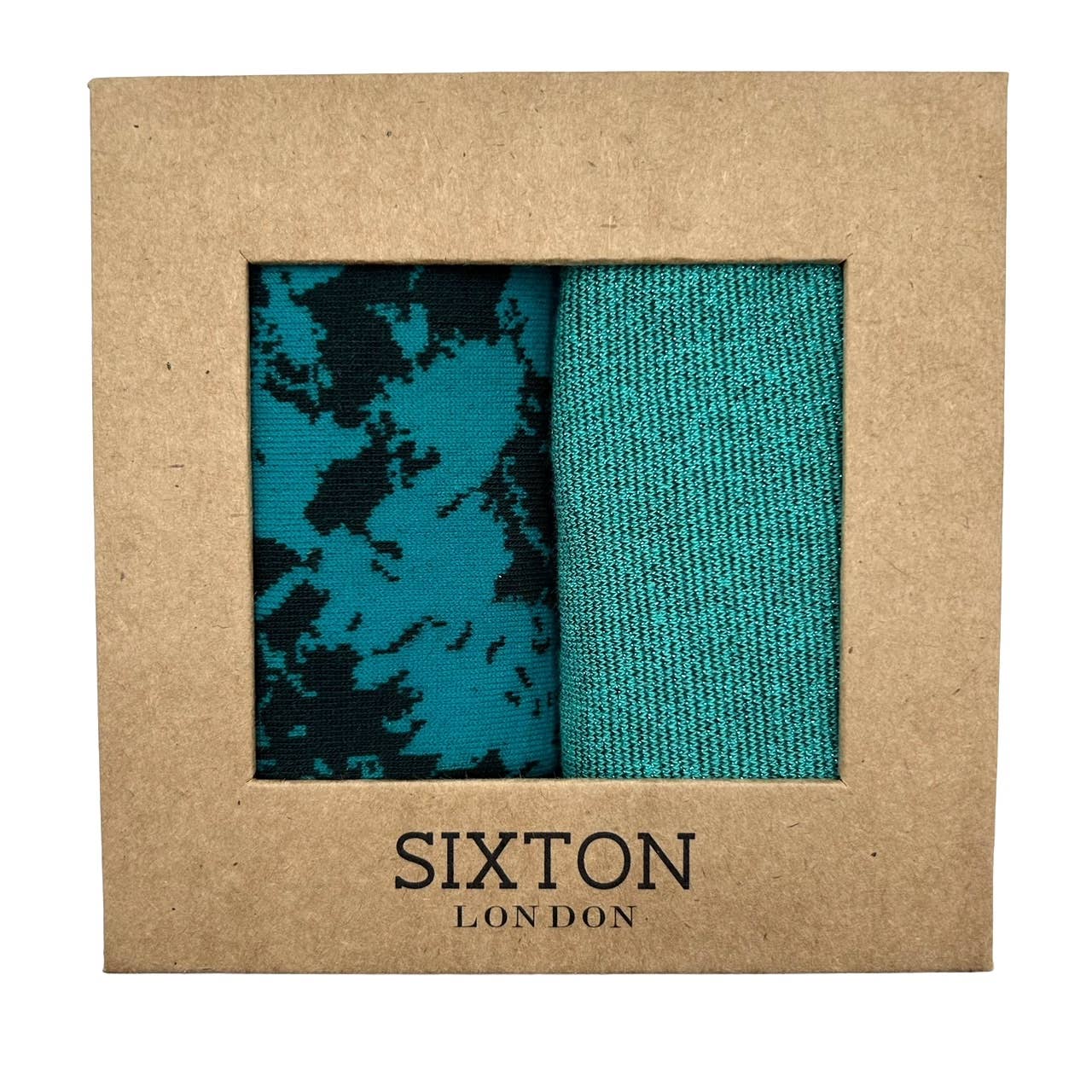 Sixton Turquoise floral mix duo sock box - Default Title