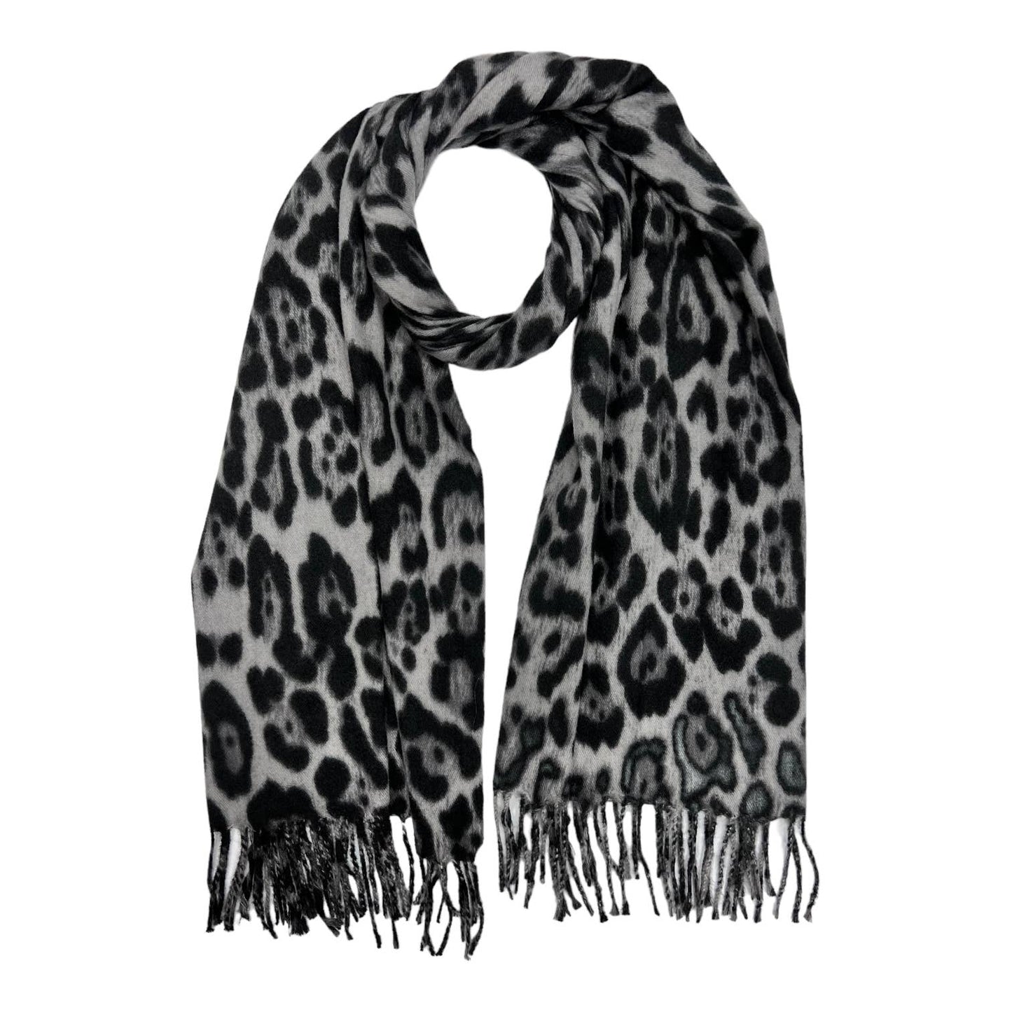 Classic Leopard Print Scarf - Black
