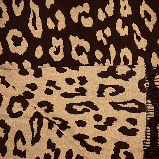Close-up of leopard print fabric with a brown background