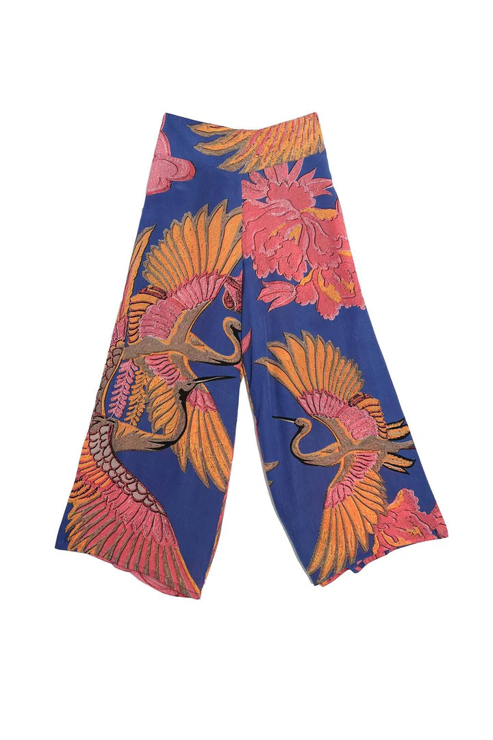 One Hundred Stars Crane Palazzo Pants - Cobalt