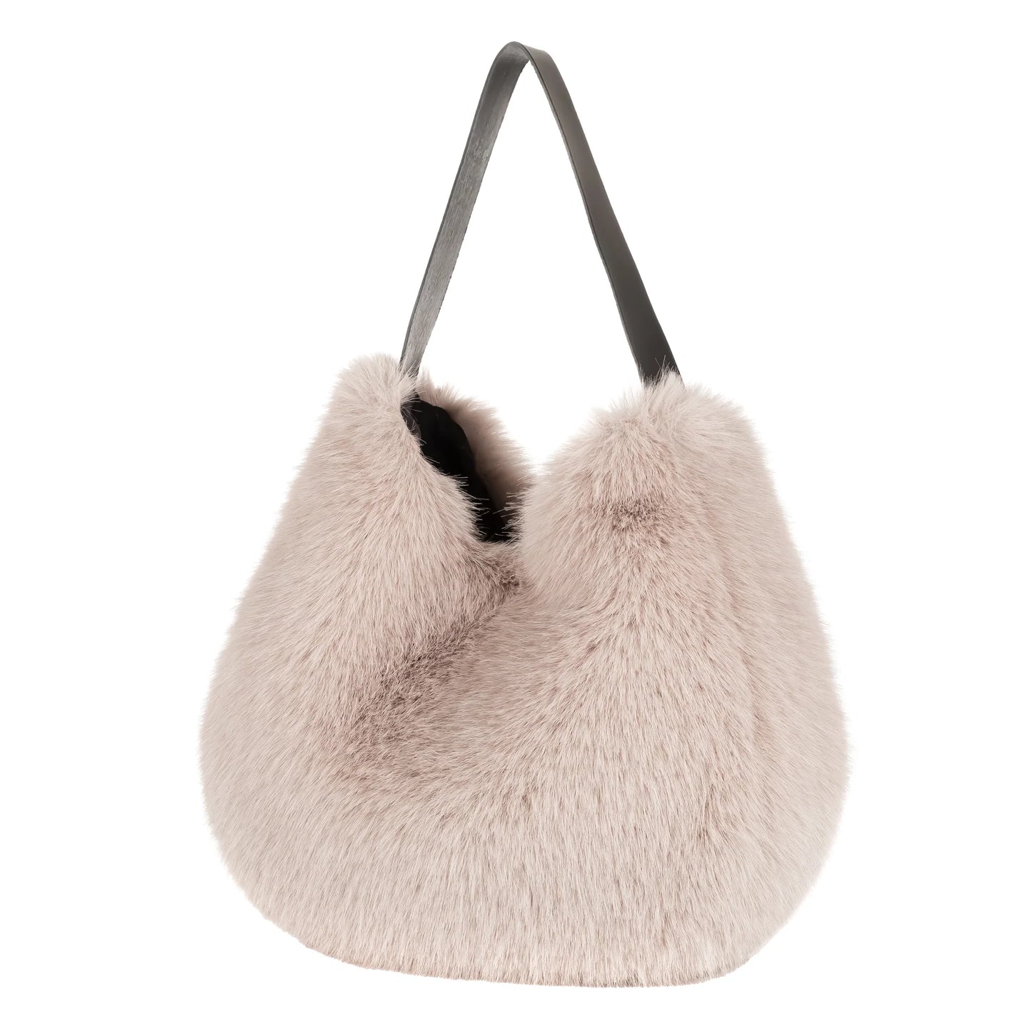 Helen Moore Faux Fur Slouch Bag - quartz
