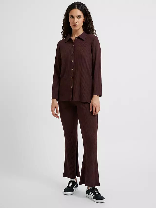 Great Plains Ribbed Jersey Blouse - Cocoa - 8