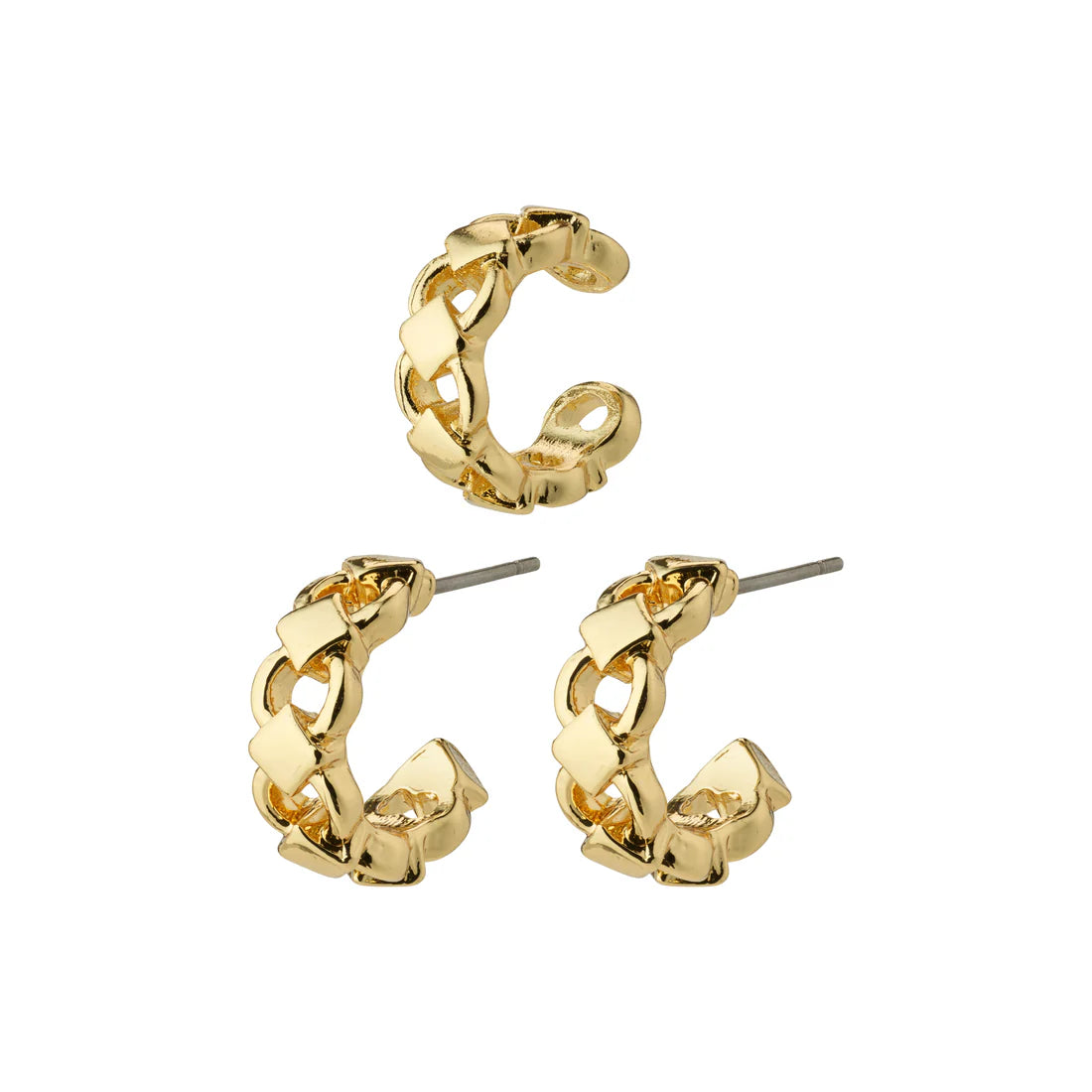 Discover a selection of classic and modern earrings, available in gold or silver plating, crafted from recycled materials.