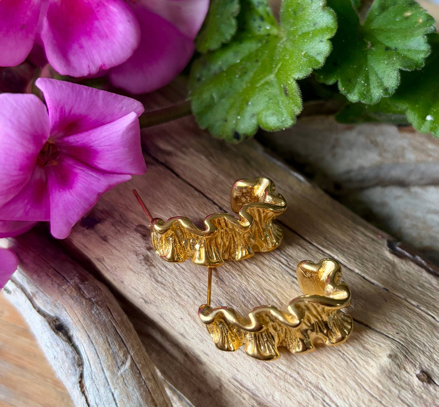 Ocean Ripples 18ct Gold Plated Seaweed Earrings    