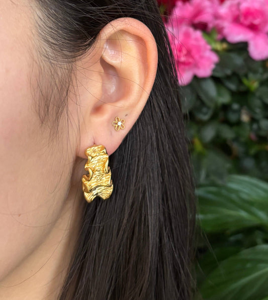 Ocean Ripples 18ct Gold Plated Seaweed Earrings    