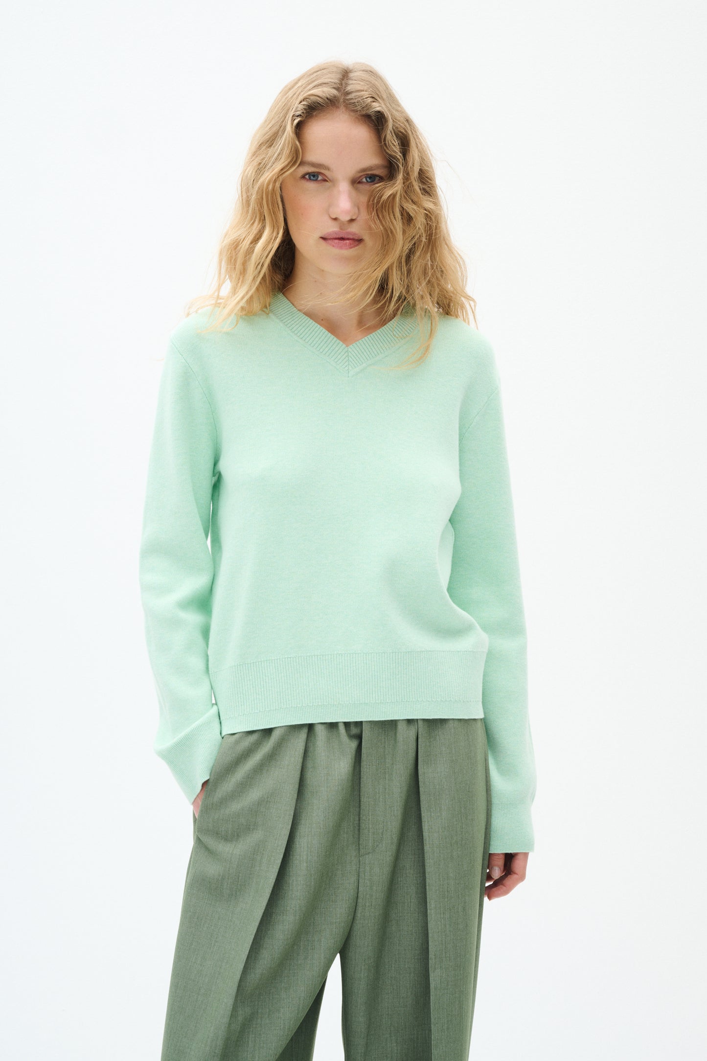 InWear Wallis V-Neck Pullover - Dusty Aqua Melange