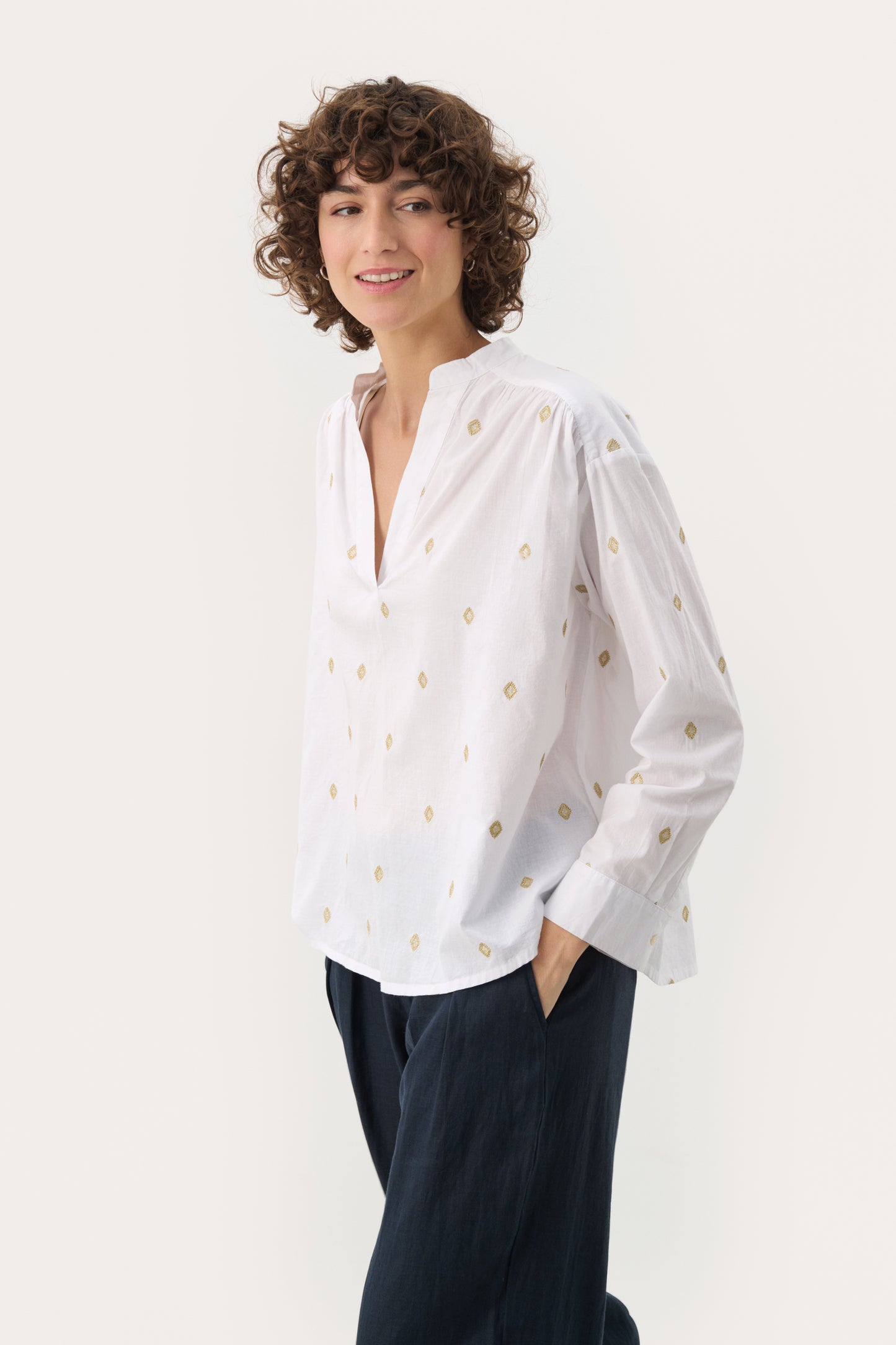 Part Two Natale Blouse - Bright White Gold