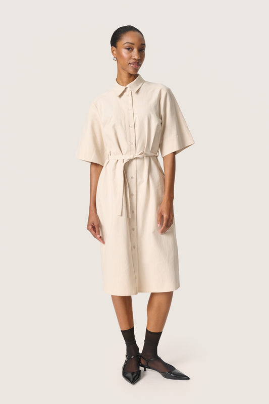 Soaked in Luxury Linnena Shirt Dress - Ancient Scroll